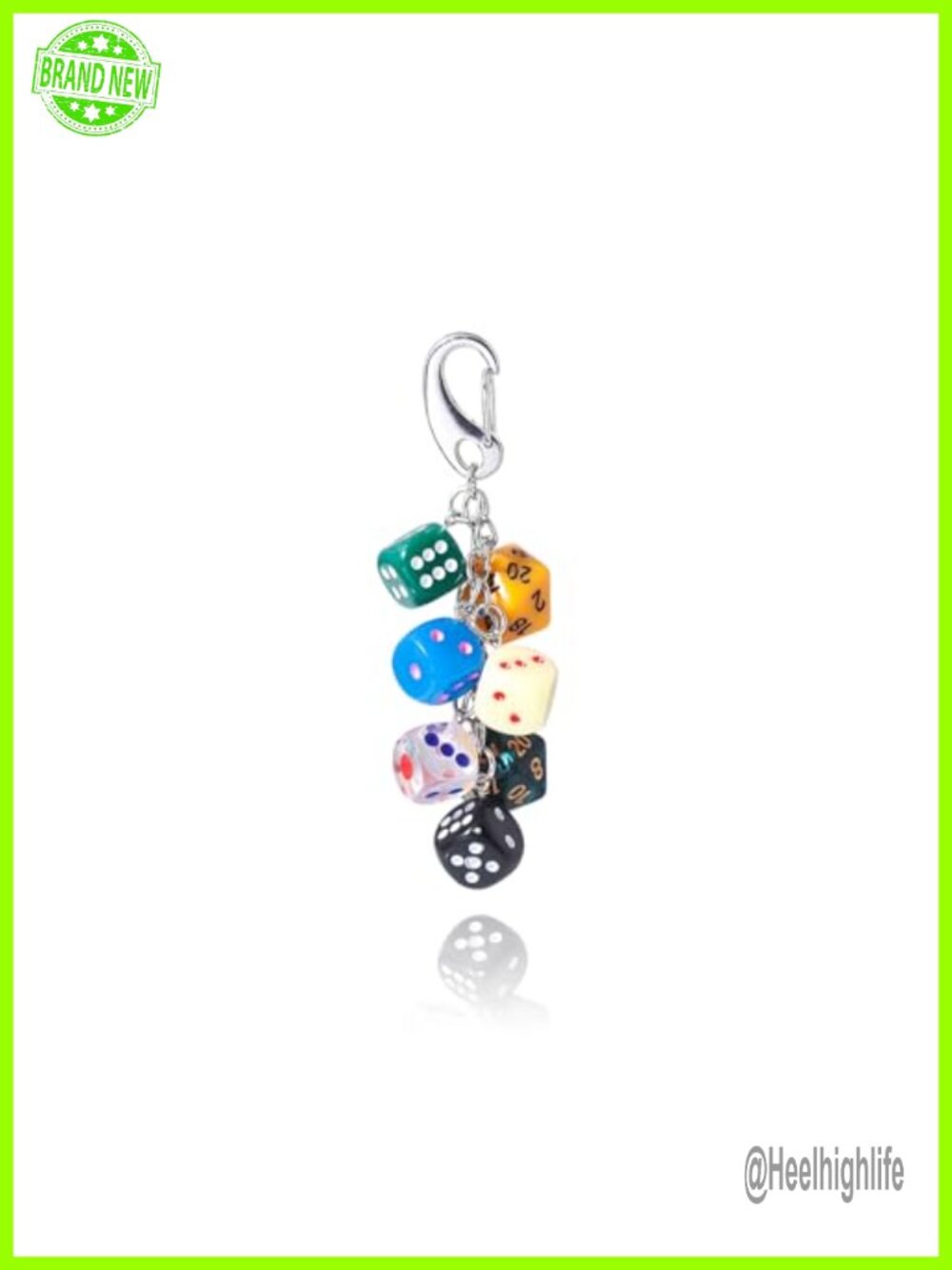 Dice Charm Keychain Resin Alloy Metal Bag Purse Backpack Accessory Gift